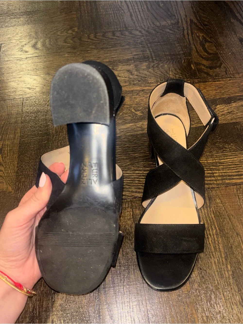 Naturalizer Black Crisscross Heeled Sandals